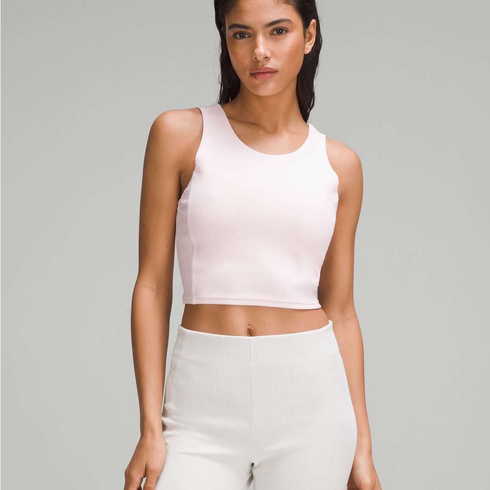Lululemon Ribbed Softstreme Cropped Tank Top Flush Pink size 6 NWOT